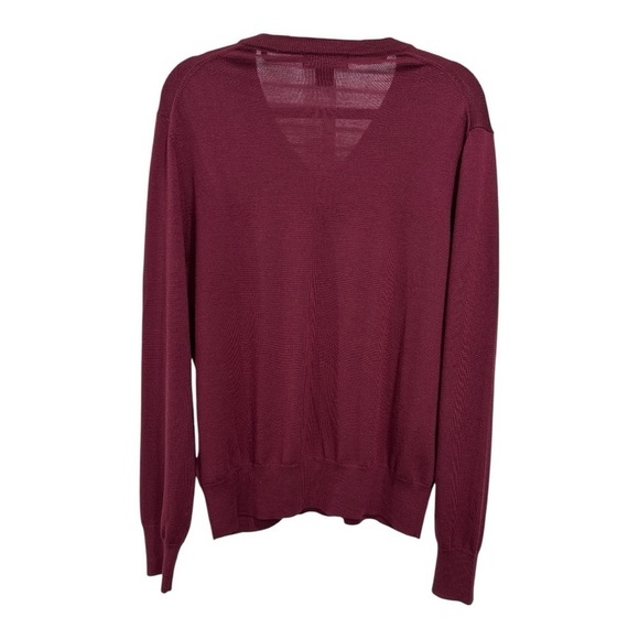 Brooks Brothers Saxxon Men's 100% Wool V-neck Sweater Burgundy Size M - Picture 4 of 9